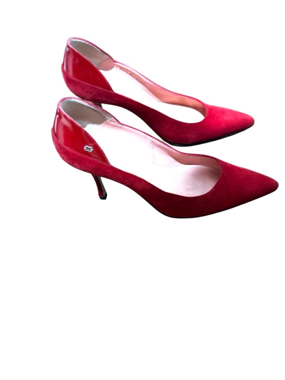 Escada Red Suede Pointed-Toe Women's Pumps - Picture 3 of 9